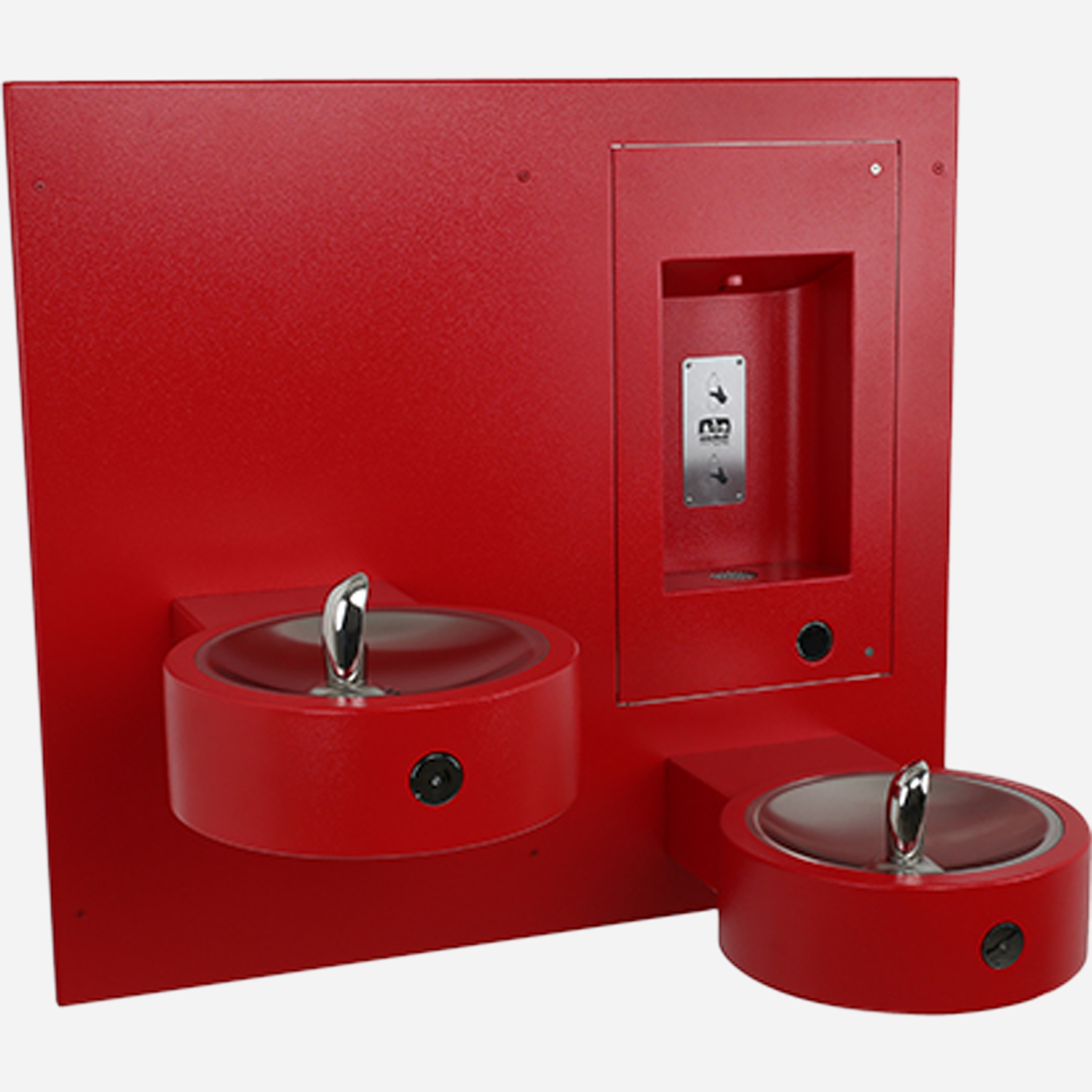 Recessed Outdoor Bottle Filler with Bi-Level Round Drinking Fountain