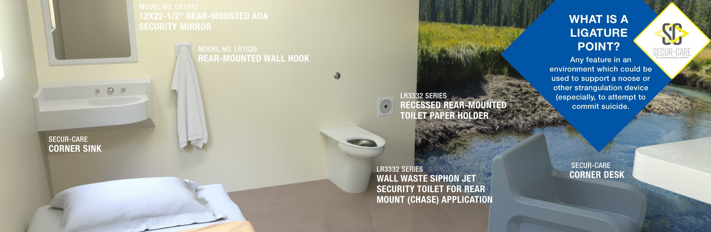 anti ligature products in an inmate prison cell based on universal design