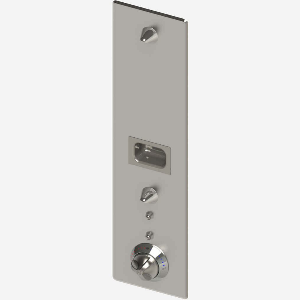 Secur-Care® Ligature-Resistant, ADA Compliant Stainless Steel Security Shower with T/P Mixing Valve-, Dual Showerhead