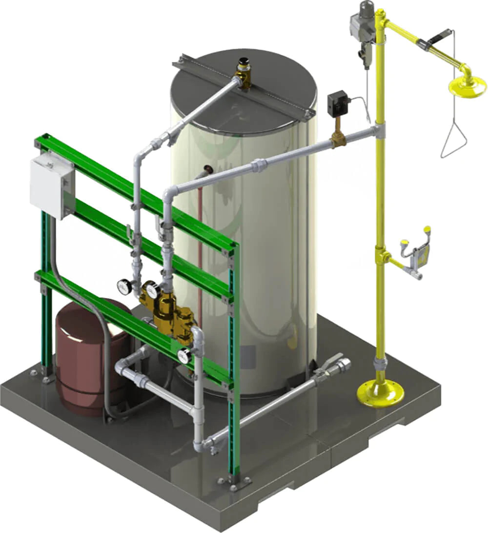 Skid Mounted Tempering System with Safety Shower Combination