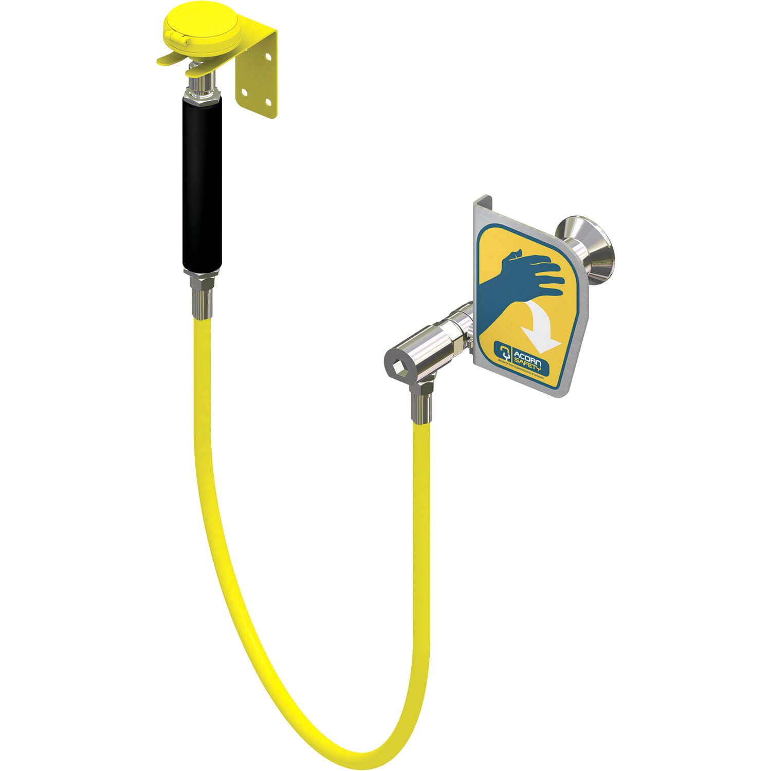Wall Mount Drench Hose with Push Panel Activation