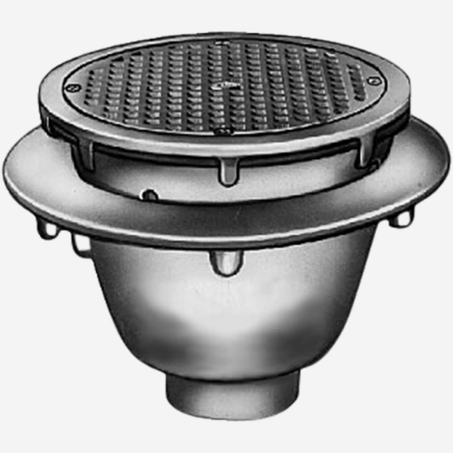 Sani-Ceptor® Sanitary Acid Resistant Coated Sanitary Floor and Indirect Waste Drains with Medium Receptor and Round Nickel Bronze Top