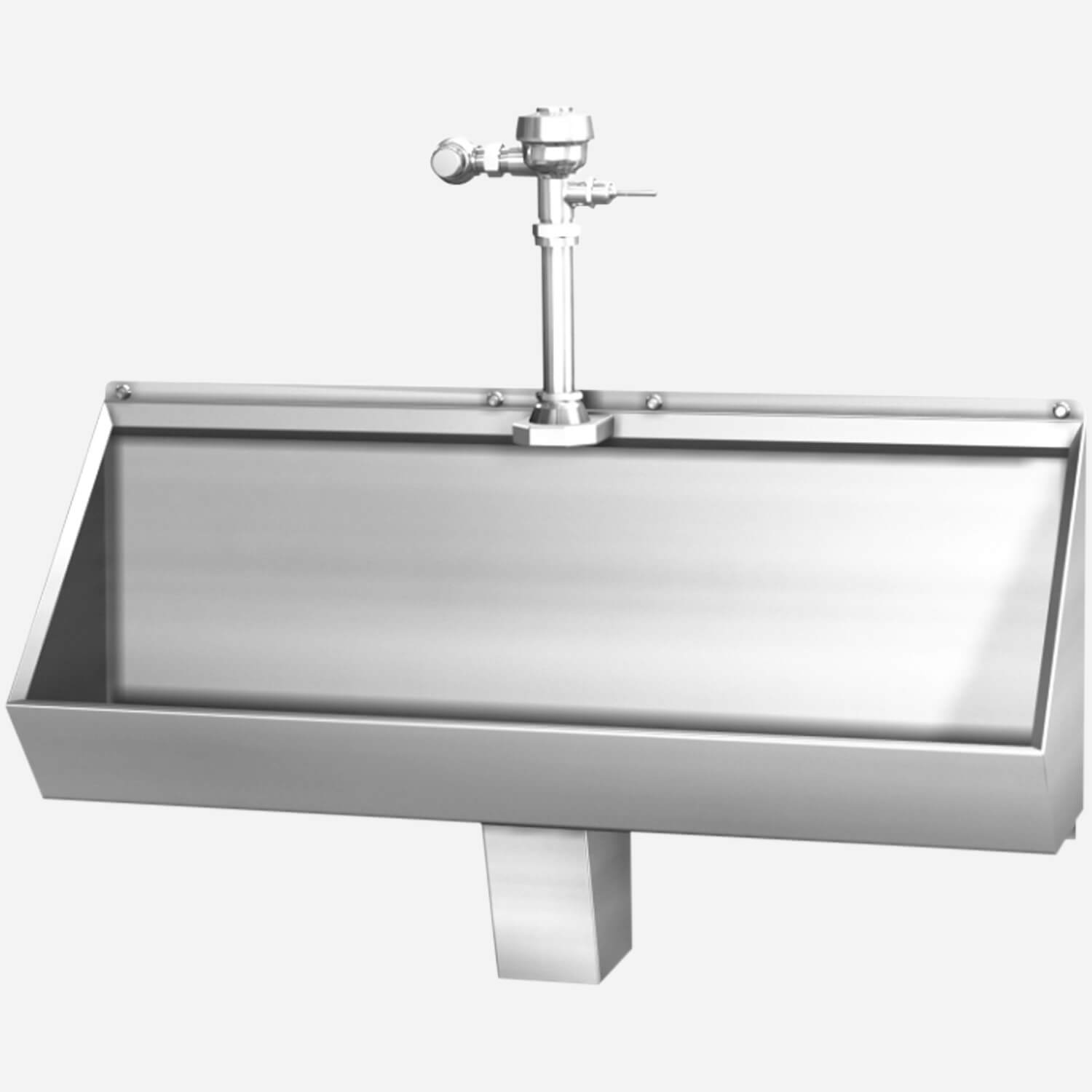 Front Mount, Washout, Four Foot Stainless Steel Trough Urinal