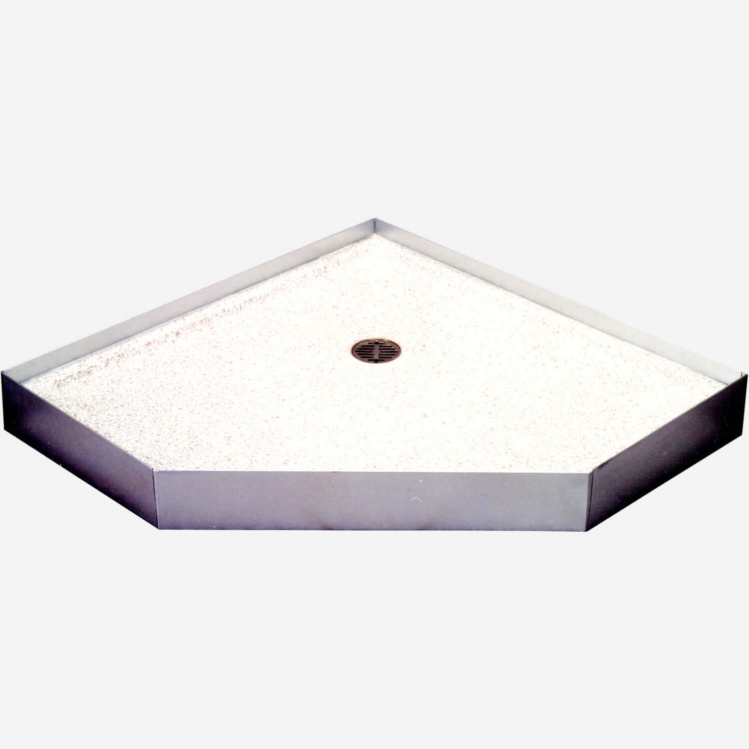 36" x 36" Terrazzo Corner Shower Base, 4-Flange