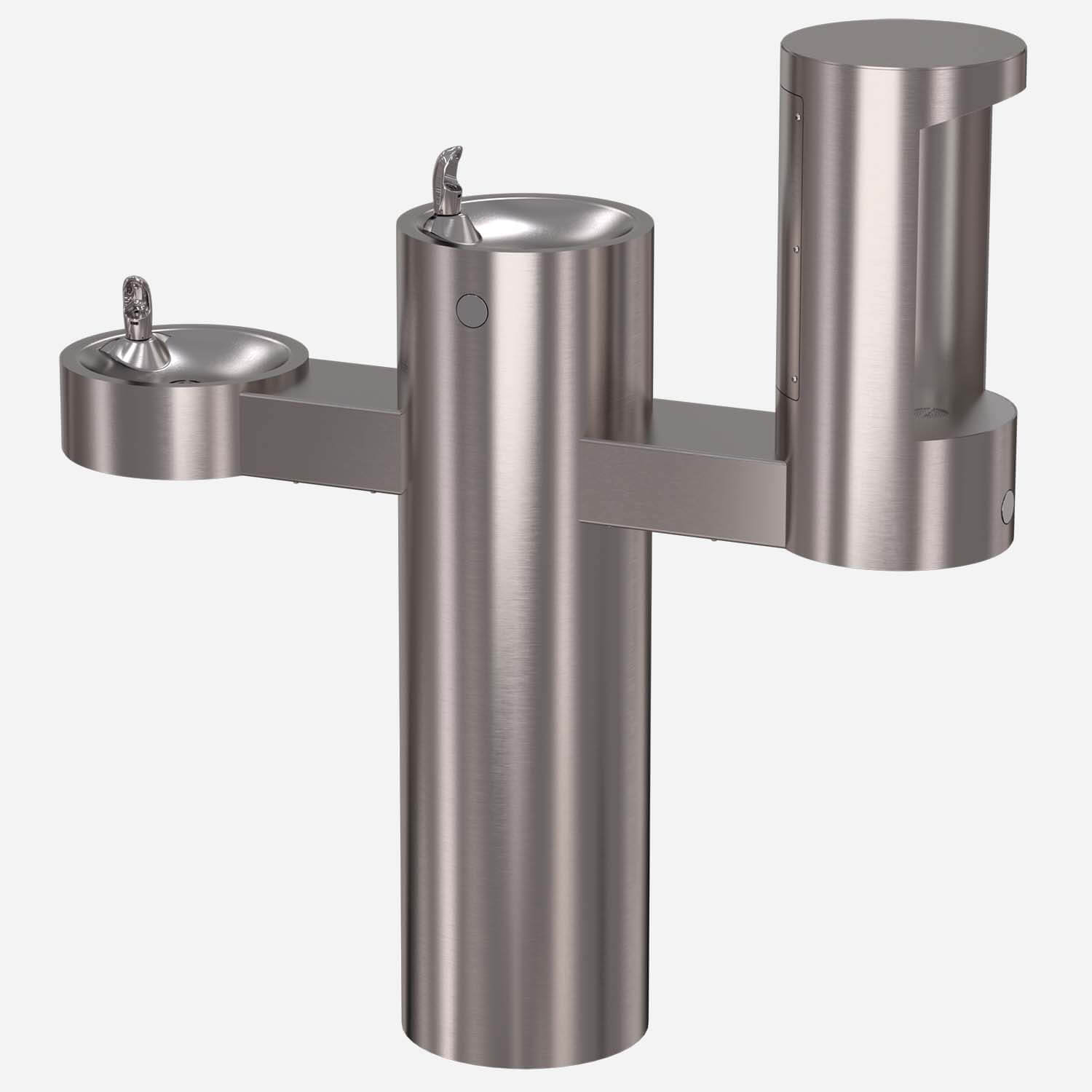 Barrier-Free Outdoor Pedestal Bi-Level Drinking Fountain with Bottle Filler