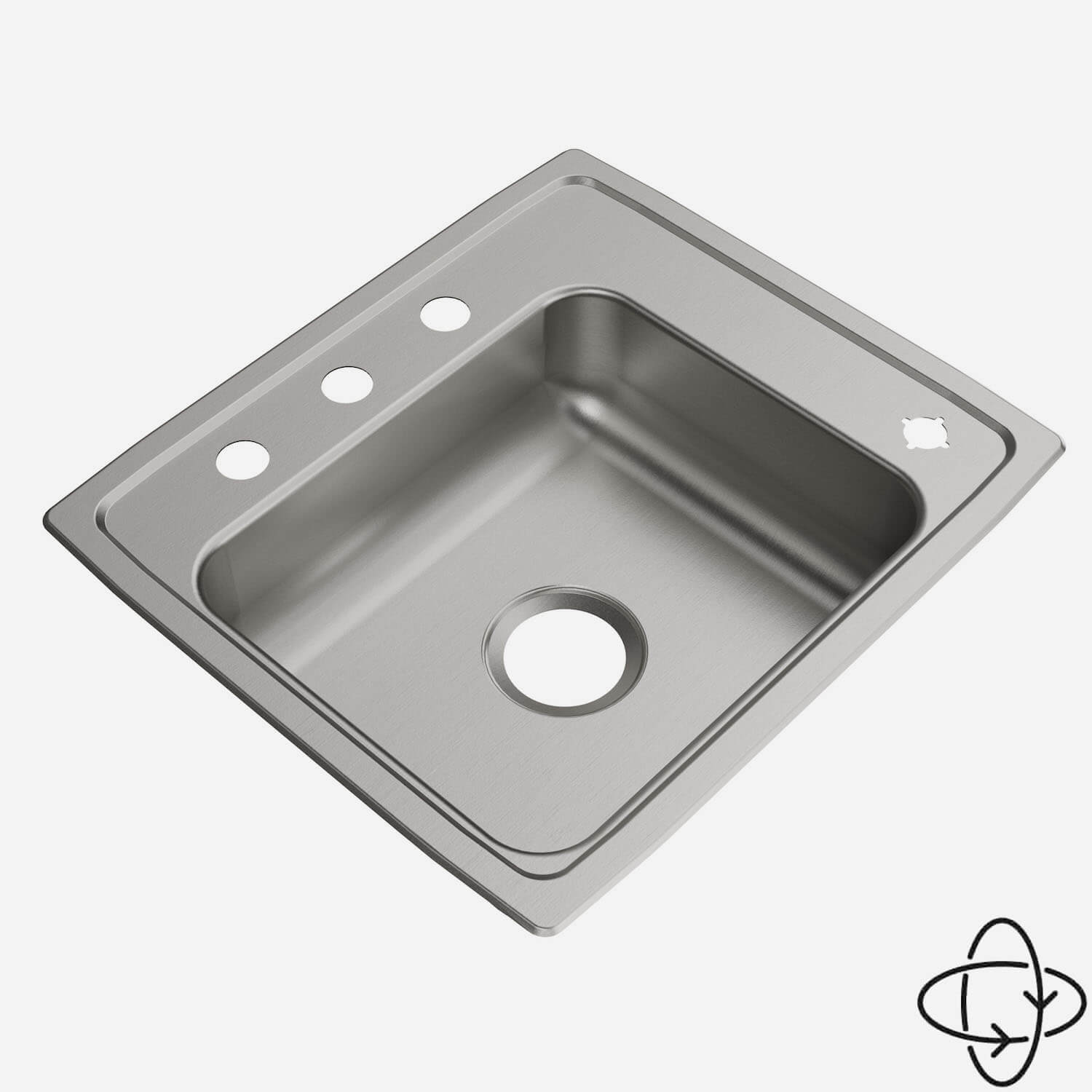 Acorn-Sinks® Stainless Steel ADA Drop-In Classroom Sink, 22" x 20" (Back/Right Faucet Ledge)