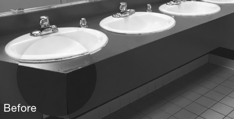 dirt and mold from sinks with seams