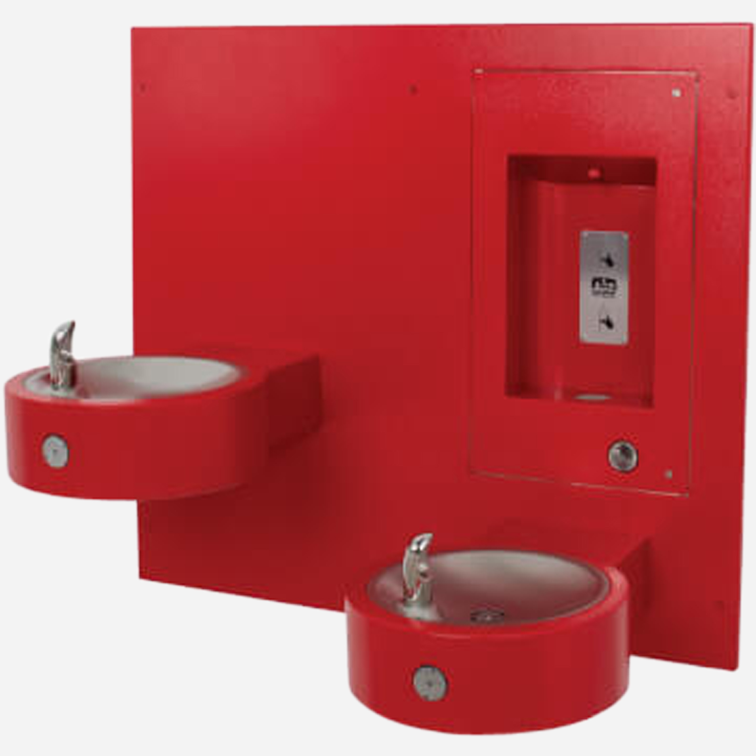 Model M-OBR4-GRD Recessed Outdoor Bottle Filler with Bi-Level Round Drinking Fountain