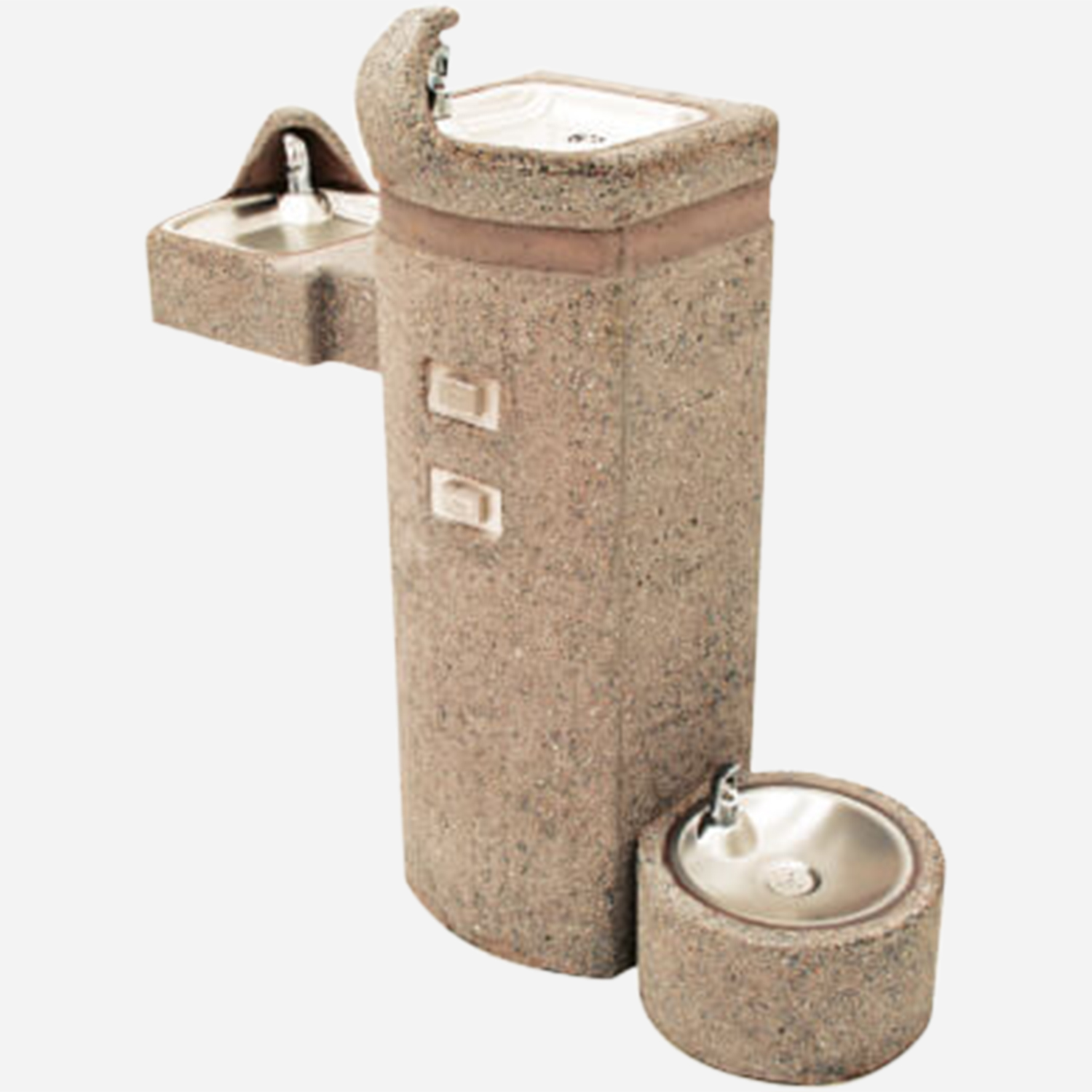 Model GVM49 Barrier-Free Bi-Level Concrete Square Pedestal Drinking Fountain