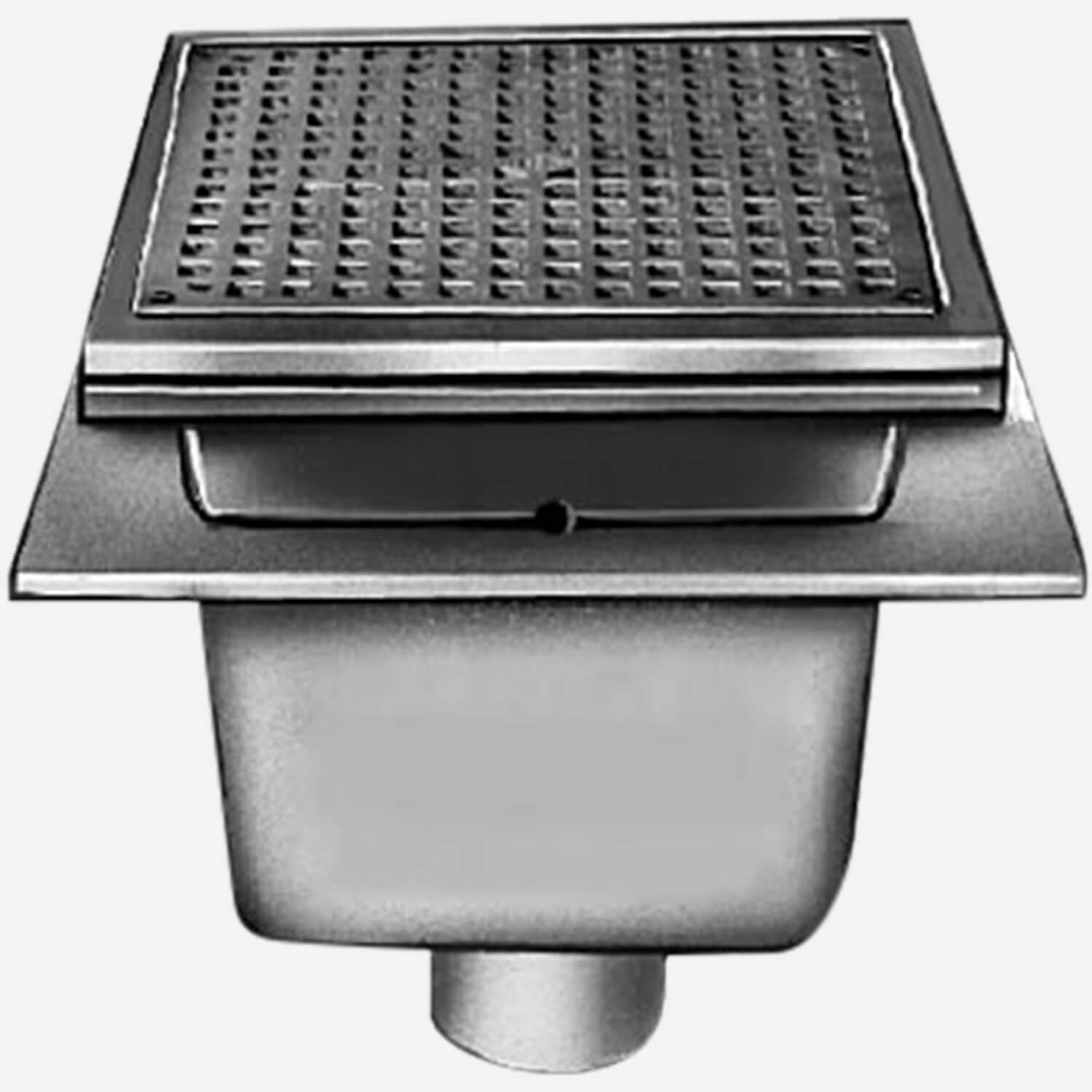 Sani-Ceptor® Sanitary Acid Resistant Coated Sanitary Floor and Indirect Waste Drains for Quarry Tile Floors with Square Nickel Bronze Top