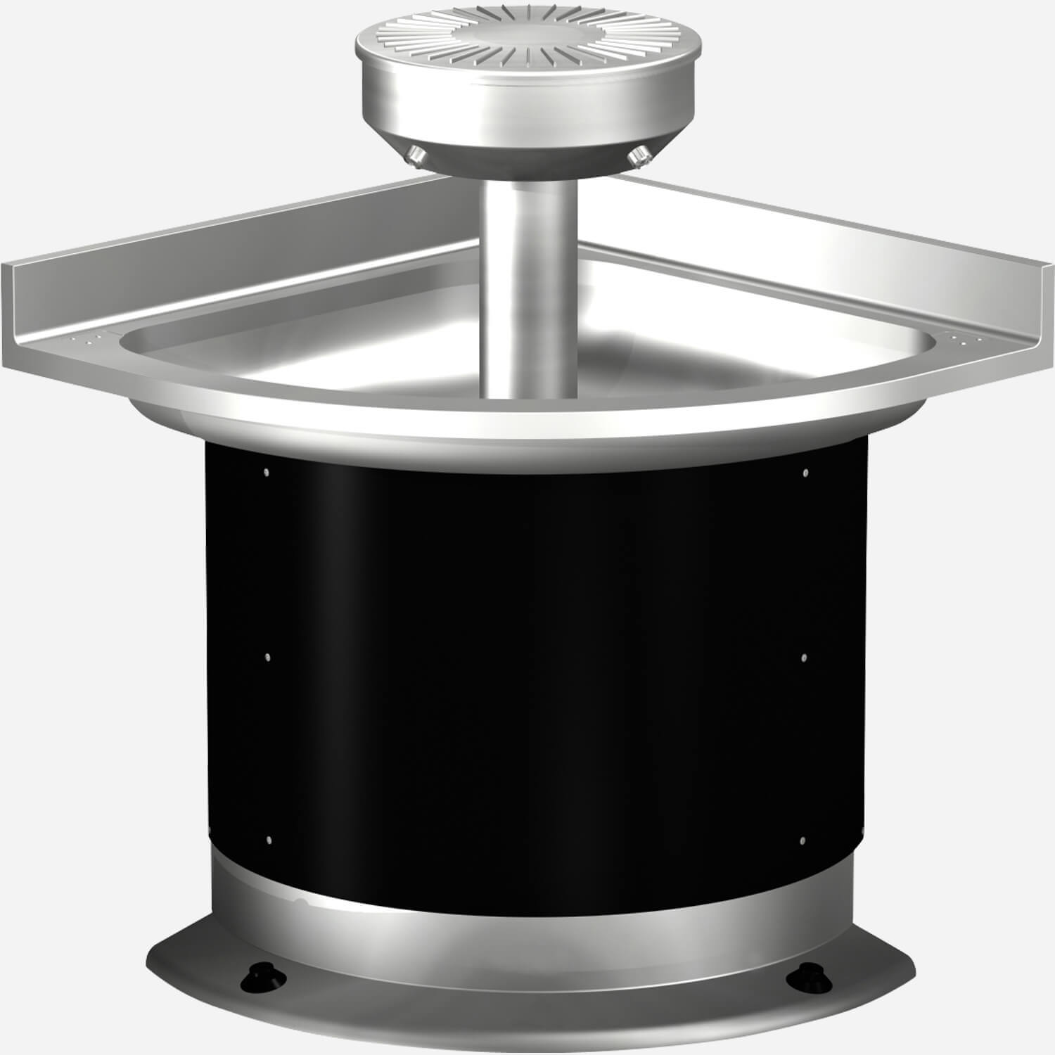 Two Station, On-Floor, Corner Wash Fountain with Contour Base