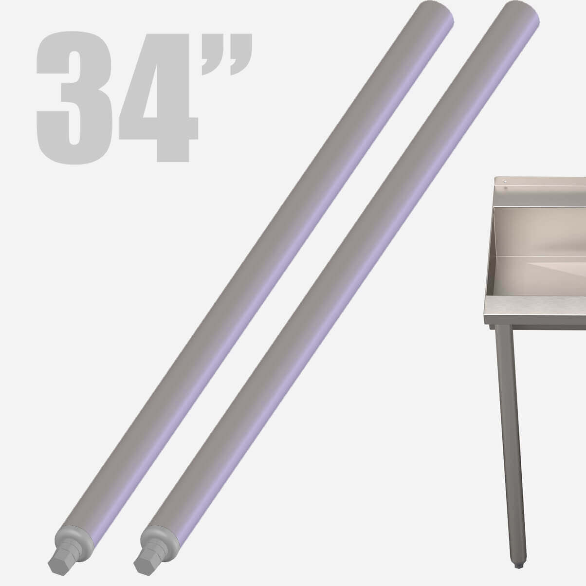 Accessory: Front Support Leg, 34” Tall with Adjustable Foot