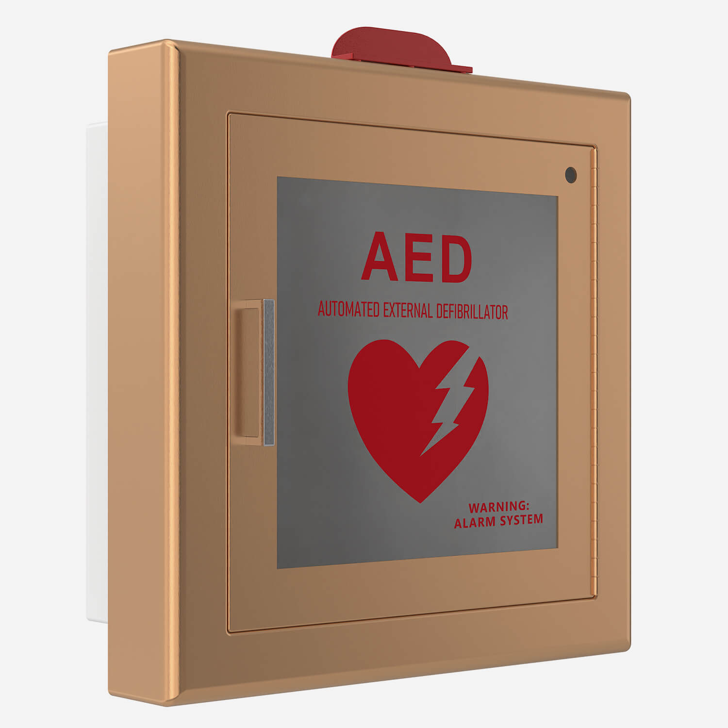 3" Rolled Edge Semi-Recessed 14" x 14" Fire Rated AED Cabinet with Bronze Trim and Door