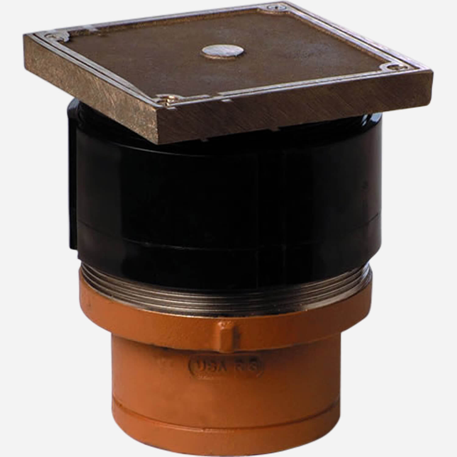 Vinyl and Similar Tile Floor Cleanouts with Square Nickel Bronze Tops and Tile Recess