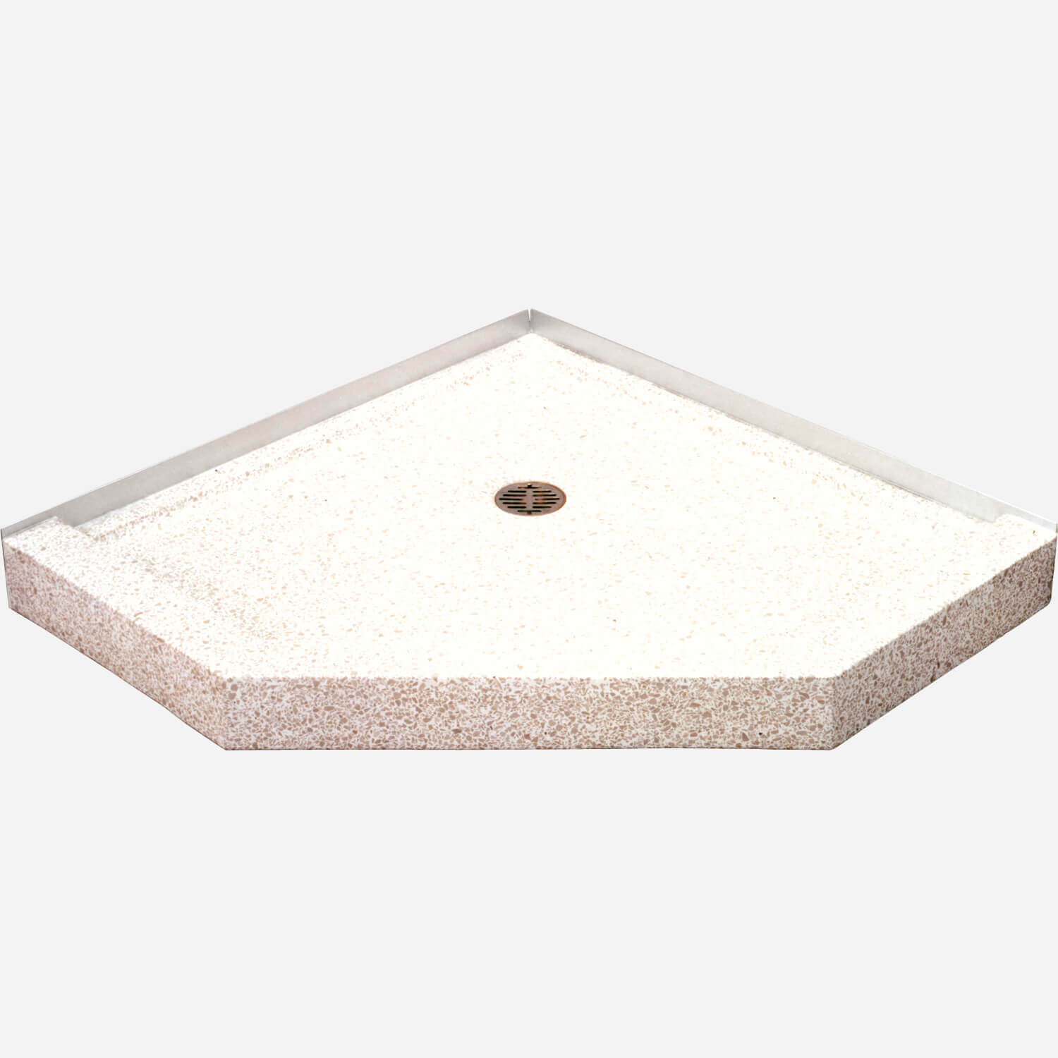 36" x 36" Terrazzo Corner Shower Base, 2-Flange