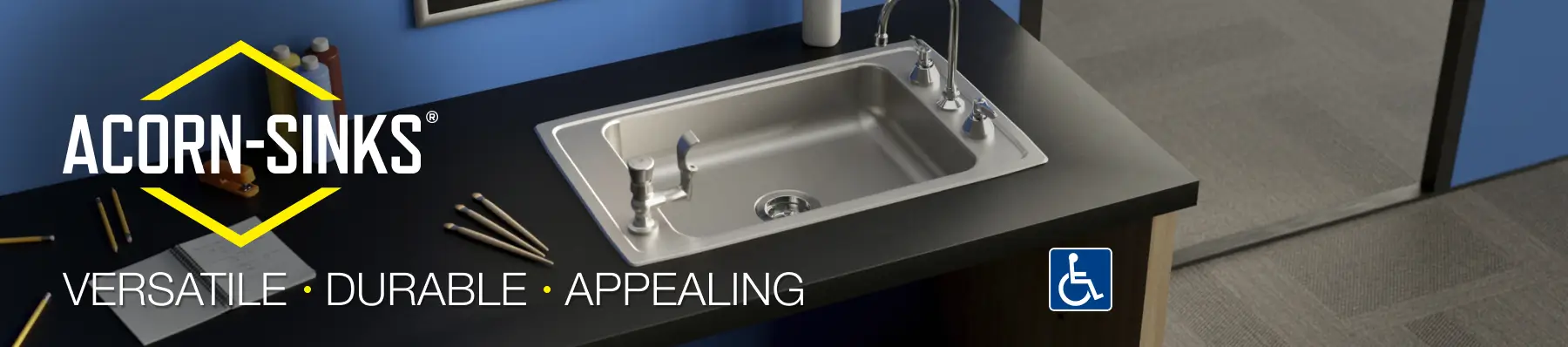 Acorn-Sinks® drop-in sink for classrooms - Versatile, durable, appealing