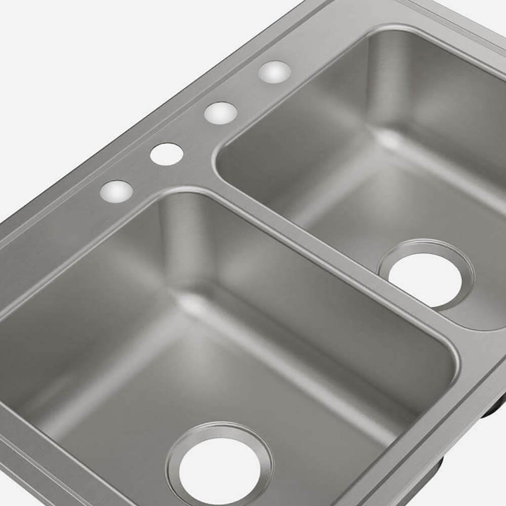 Option: Acorn-Sinks® Four Punchings, Center & Offset Right
