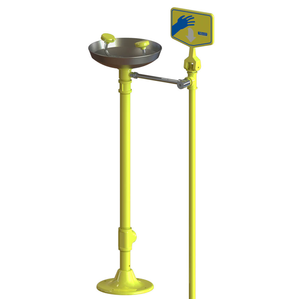 Frost Proof Bury, Stainless Steel Bowl, Pedestal Mount Eye-Face Wash Station