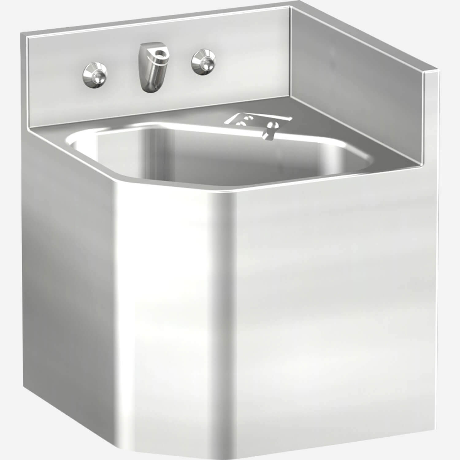 Rear Mount, Left Chase, 13" Corner Stainless Steel Security Lavatory