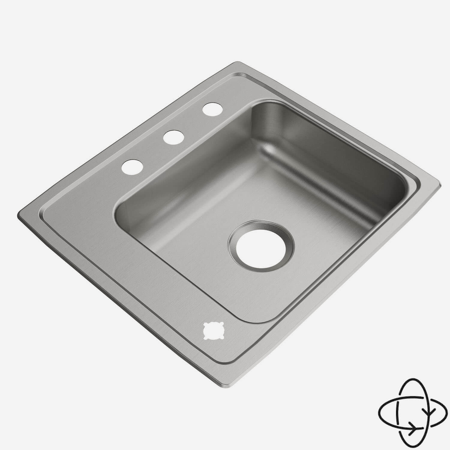 Acorn-Sinks® Stainless Steel ADA Drop-In Classroom Sink, 22" x 20" (Back/Left Faucet Ledge)