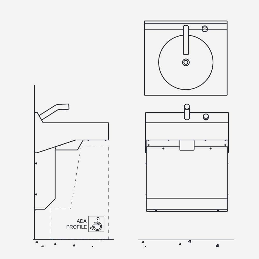 3711-1 One-Station, Off-Floor, Wall Waste Outlet