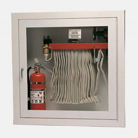 32 x 32 Inch Cabinet for 100 Ft Fire Hose, Rack and Extinguisher- Brass Door and Frame, Surface Mount