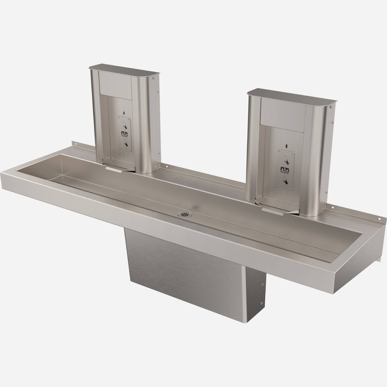 Wall-Mounted, 2-Station, Stainless Steel Trough Sink & Water Bottle Filler - ADA