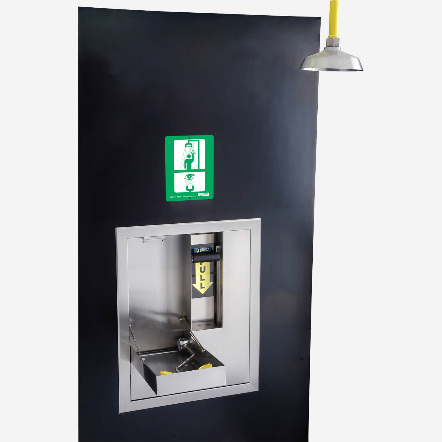 Accessory: Stainless Steel Vertical Mount Shower with Recessed Face/Eye Wash