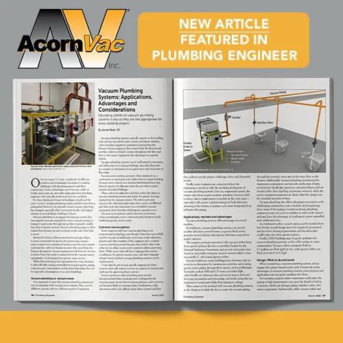 Vacuum Plumbing Systems Spotlighted in Plumbing Engineer
