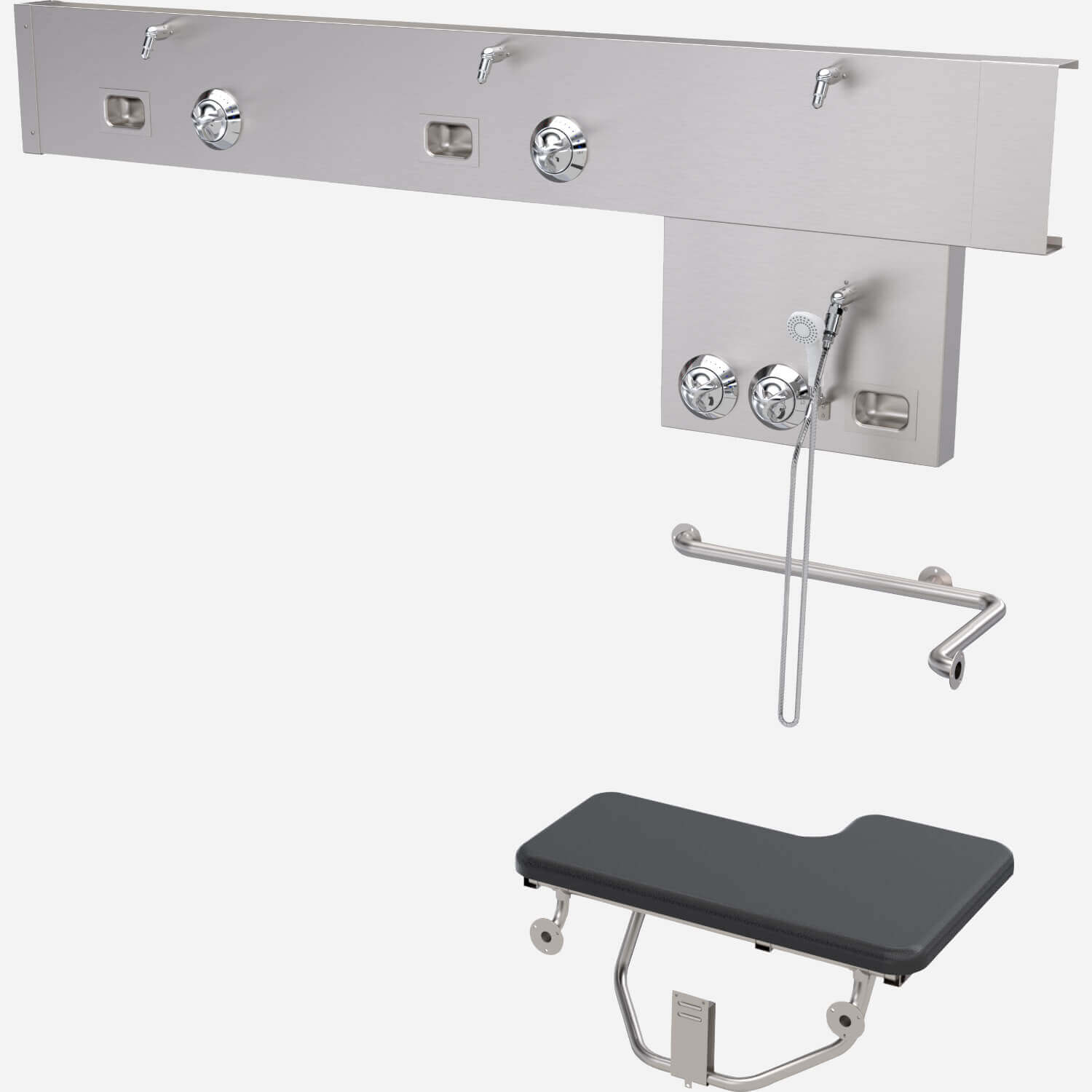 ADA, Modular Stainless Steel Wall Mount Acme Shower