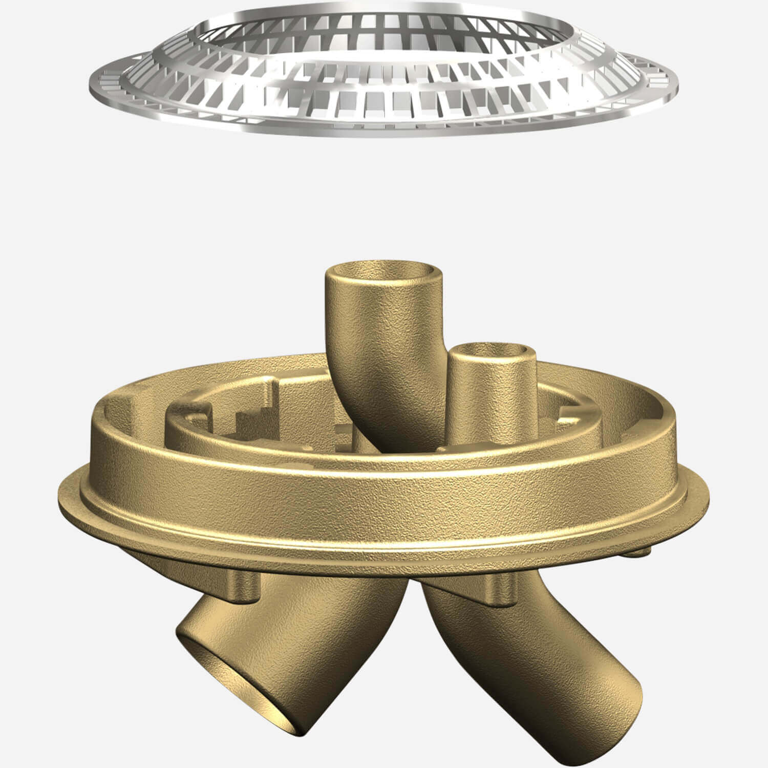 Option: Shower Drain Base Bottom Supply with Dome Grate for Center Vent