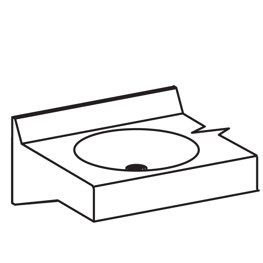 Deck with backsplash and round bowl