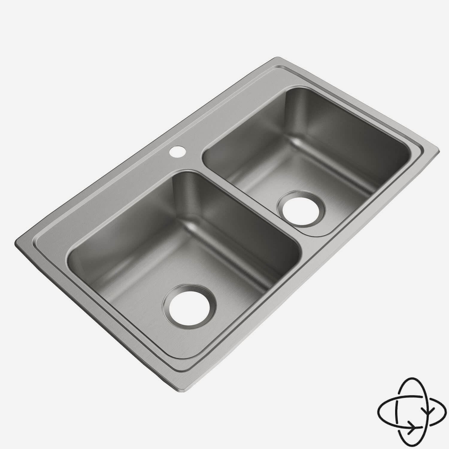 Acorn-Sinks® Stainless Steel Drop-In Sink, 33" x 20" (Double Bowl)