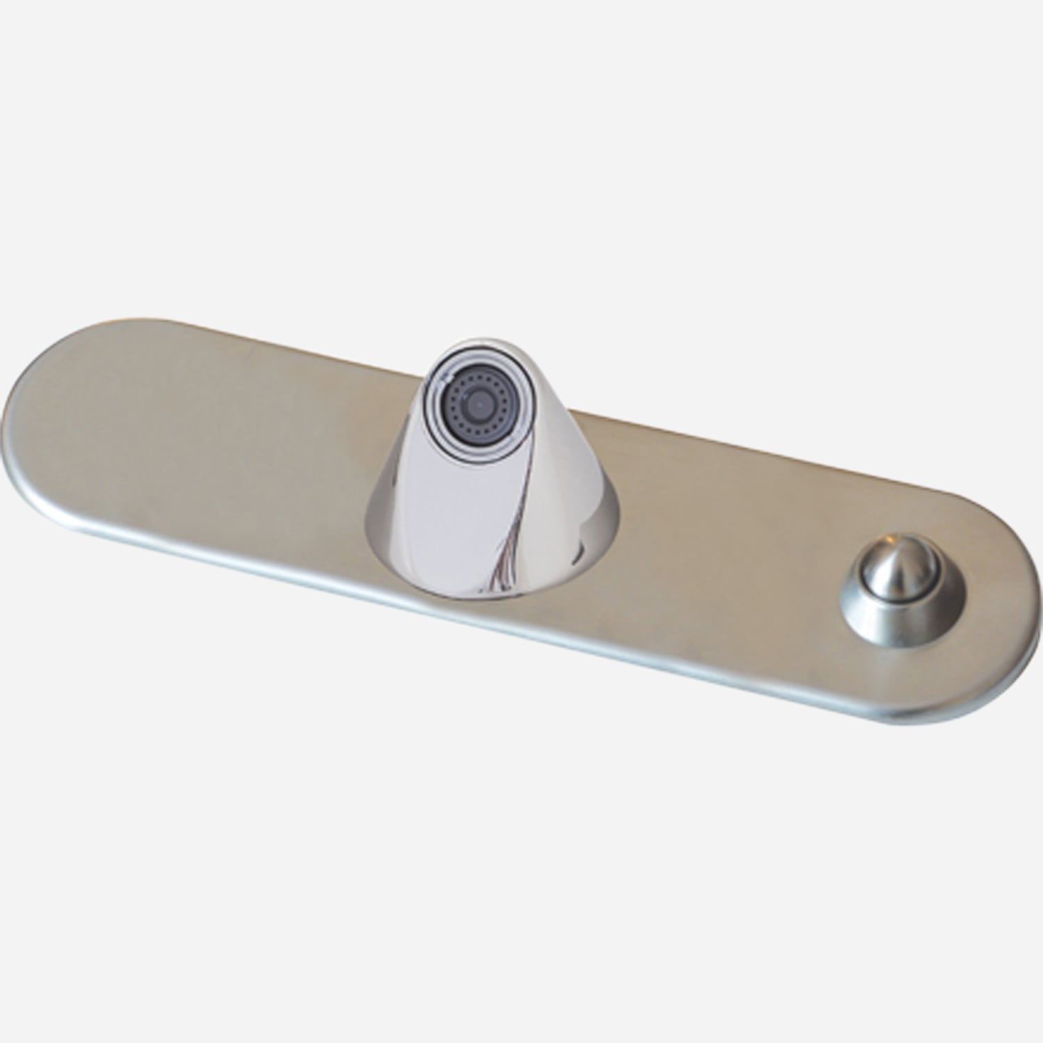 BestCare® Ligature-Resistant Conical Spout, Hemispherical Button 8” Centerset Escutcheon, Single Temp Pneumatic Valve