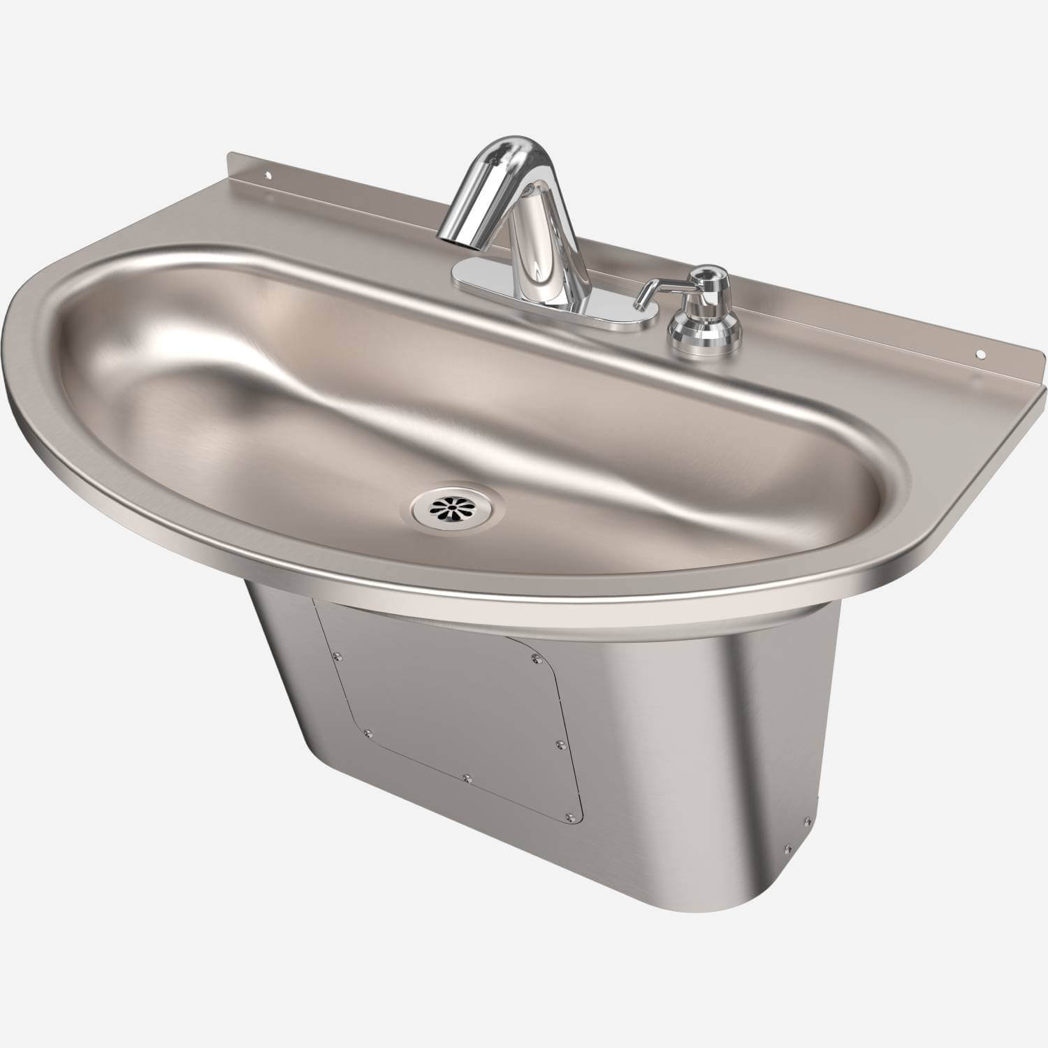 Ellipse™ Stainless Steel, Wall-Mounted Trough Sink, One Station