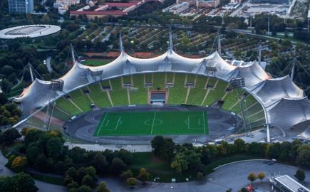 Stadium application of pre-sloped Zip Trench Drain System