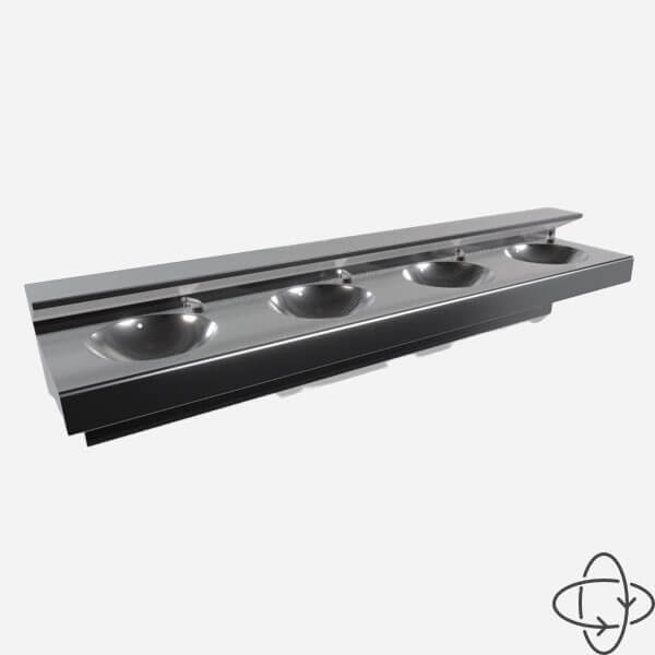 System M2 Stainless Steel Bathroom Sinks, Straight
