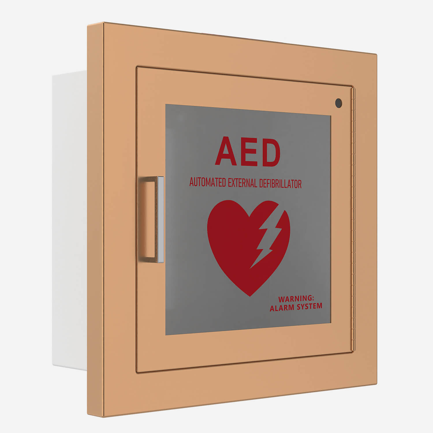 1-1/4" Square Trim Semi-Recessed 14" x 14" Fire Rated AED Cabinet with Bronze Trim and Door