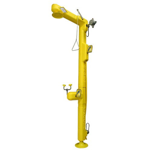 Heat Traced Pedestal Safety Shower with Eye Wash Station, Less Bowl