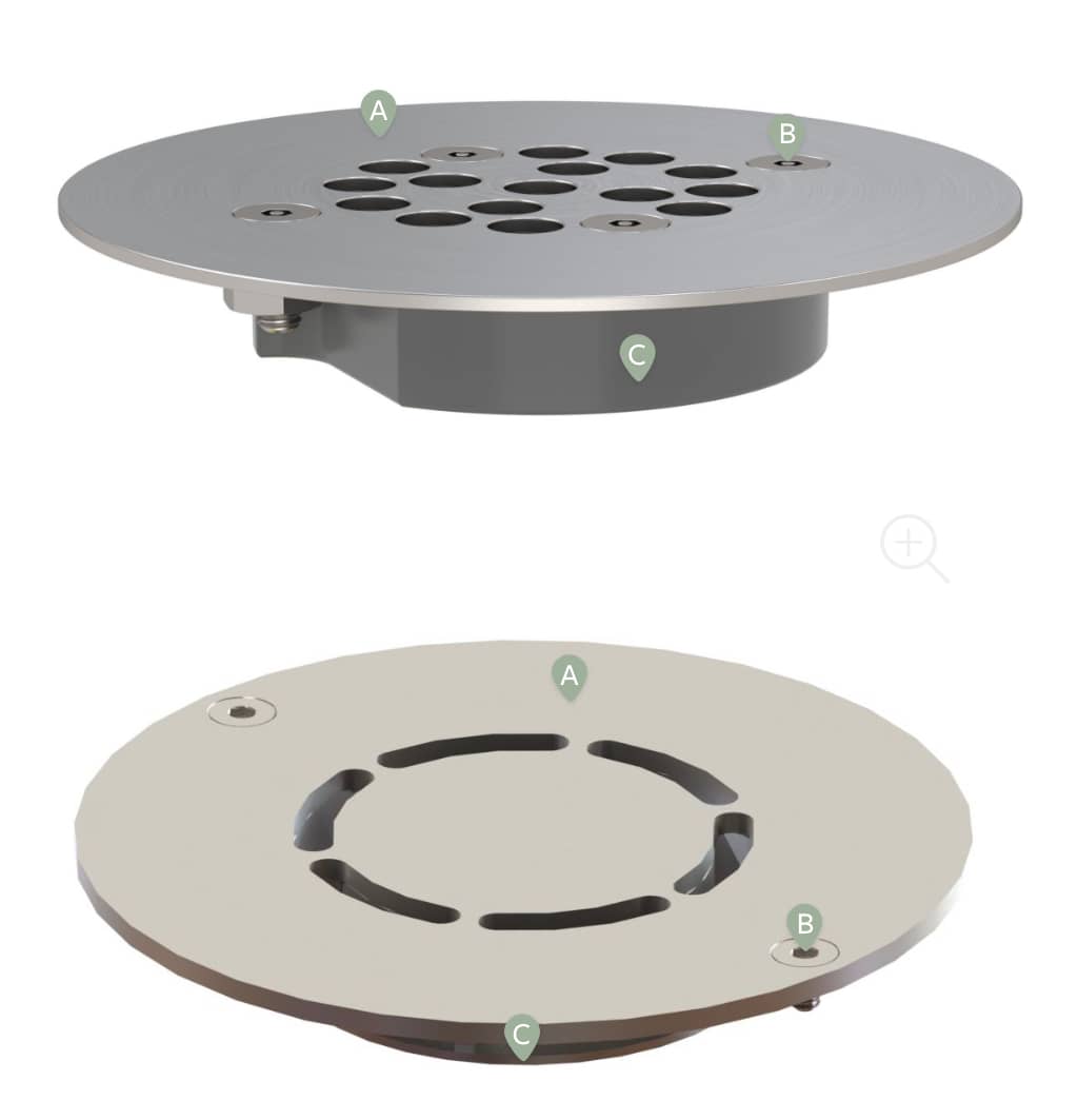 WHPG_shower_grate_and_WHFG-SS_floor_grate