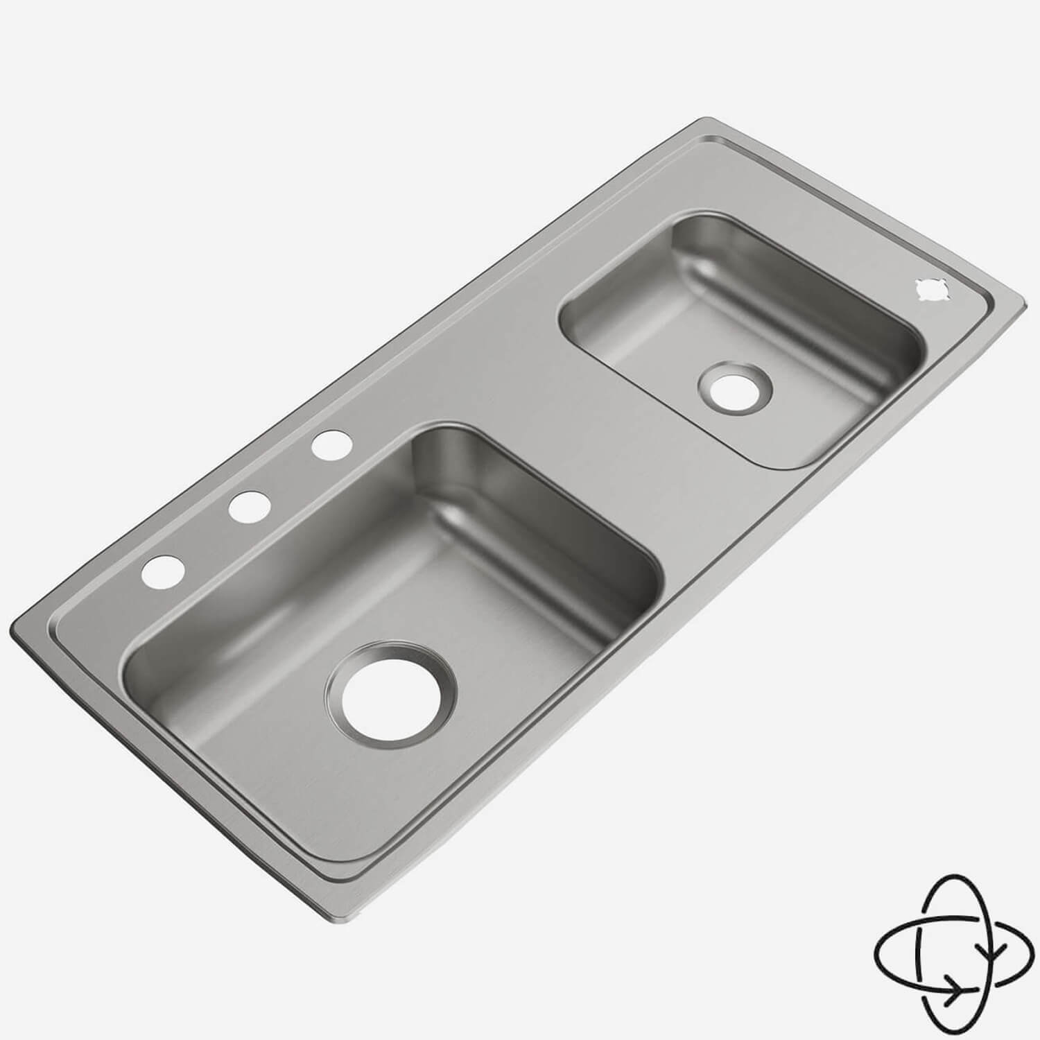 Acorn-Sinks® Stainless Steel ADA Drop-In Classroom Sink, 37" x 17" - Back Faucet, Right Bubbler Ledge