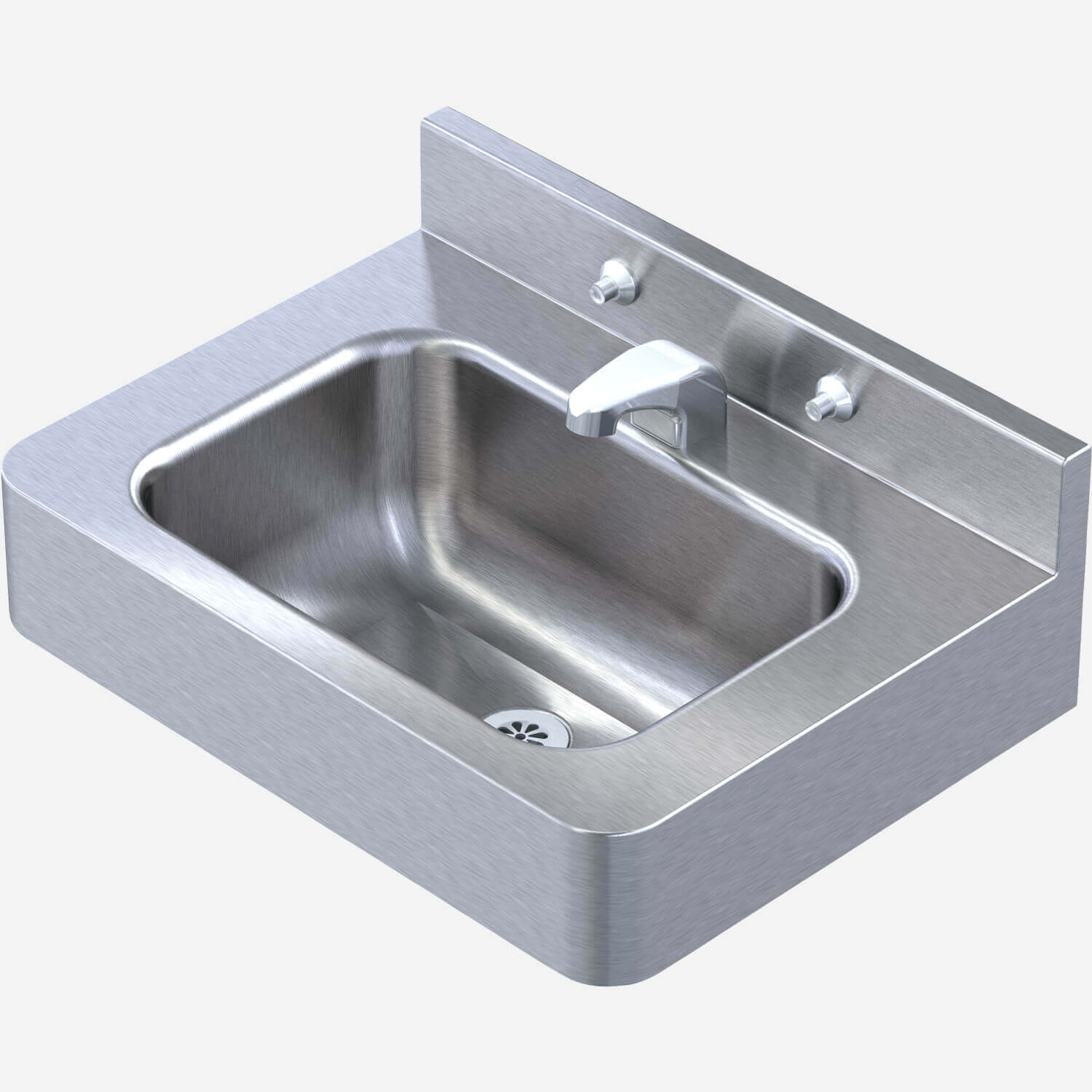 Front Mount, 20" x 15" Stainless Steel Lavatory with Rectangular Bowl Configured for Mounting Carrier