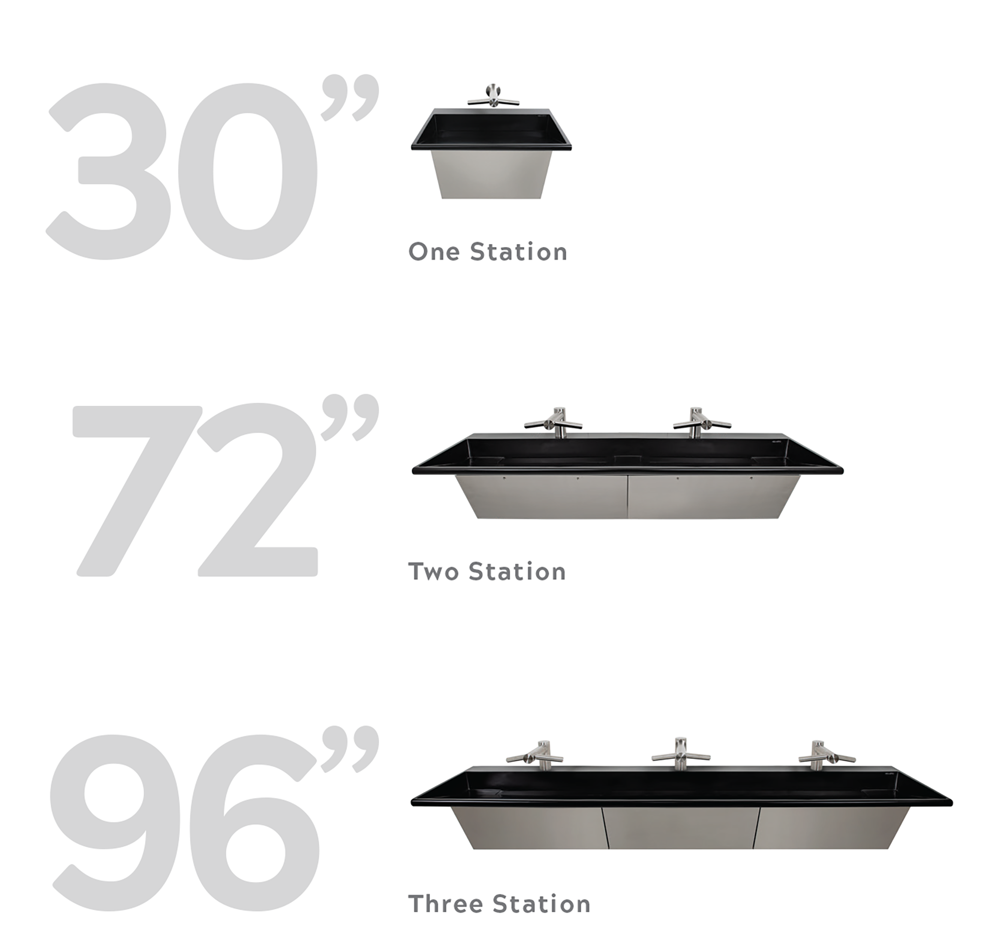 WEDGE™ Wall-Mounted Trough Sink Sizing Diagram