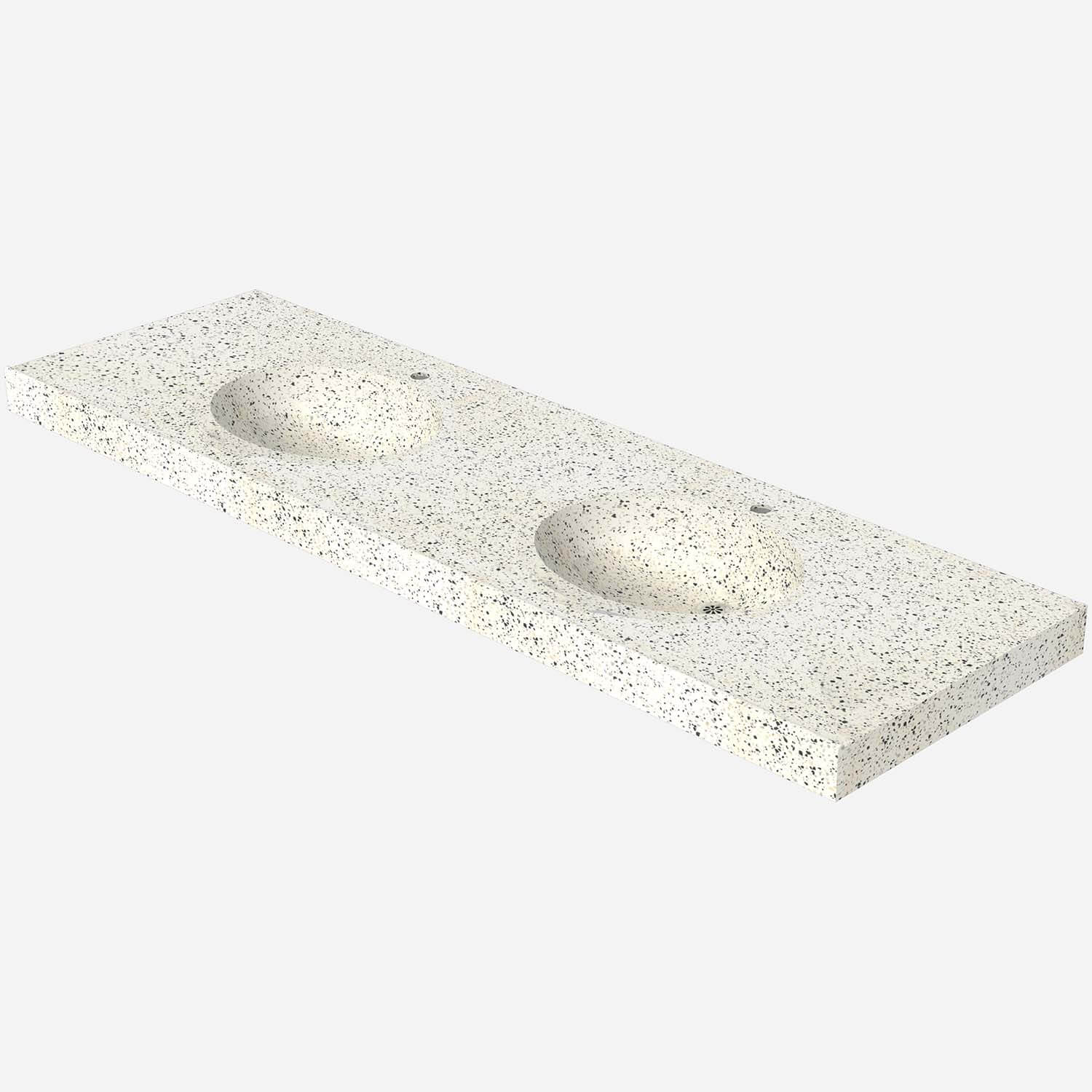 Two-Station Solid Surface Countertop with Sinks