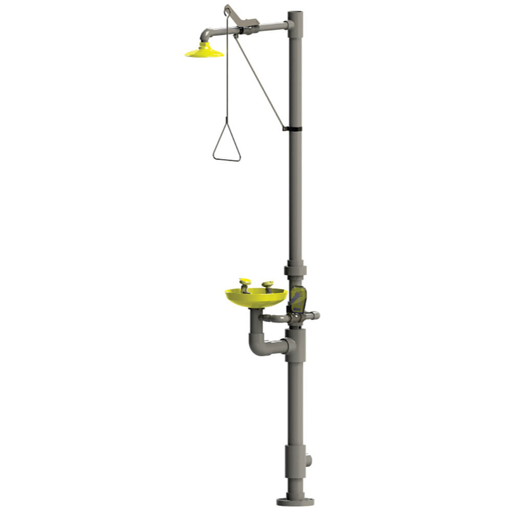 All-PVC Plastic Head Pedestal Safety Shower with Eye Wash