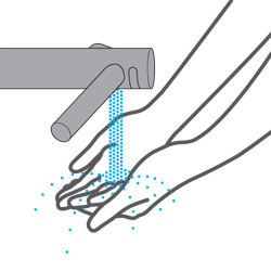 Washing hands with Dyson airblade wash+dry