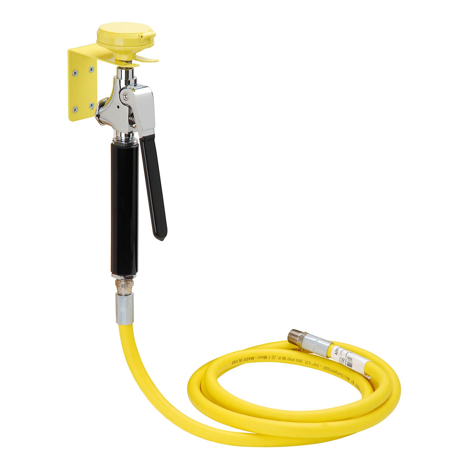 Wall Mounted Drench Hose with Self-Closing Squeeze Lever