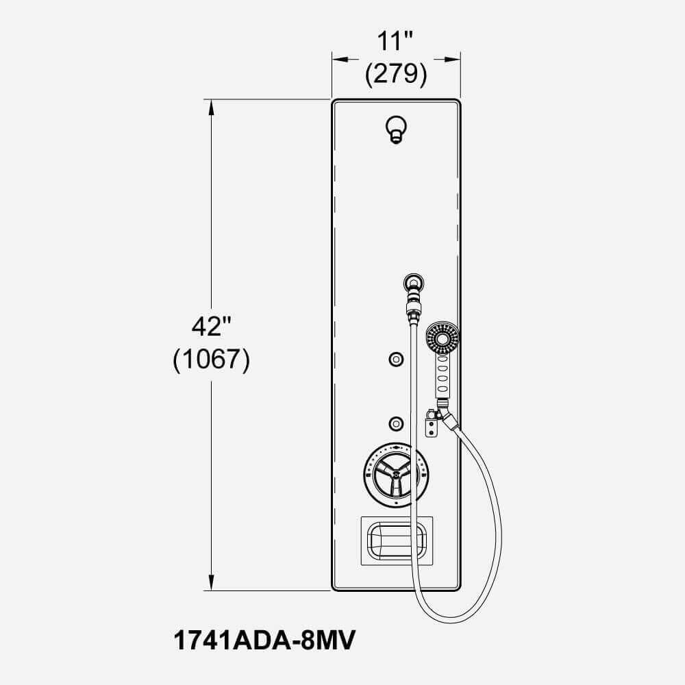 1741ADA-8MV Temperature-Pressure Balancing Mixing Valve, Metering Push Button on Riser