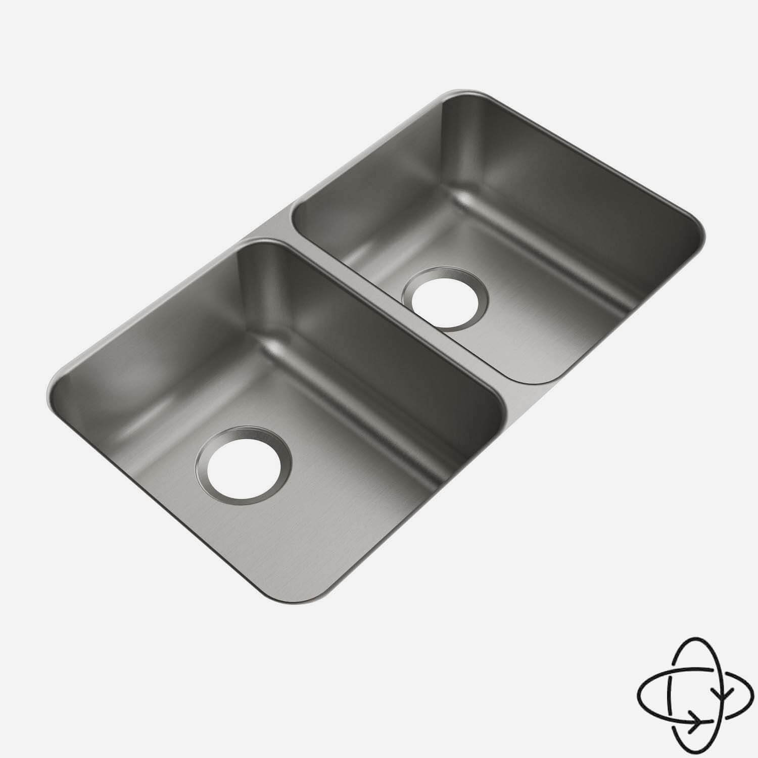 Acorn-Sinks® Stainless Steel Undermount Sink, 31" x 18" (Double Bowl)
