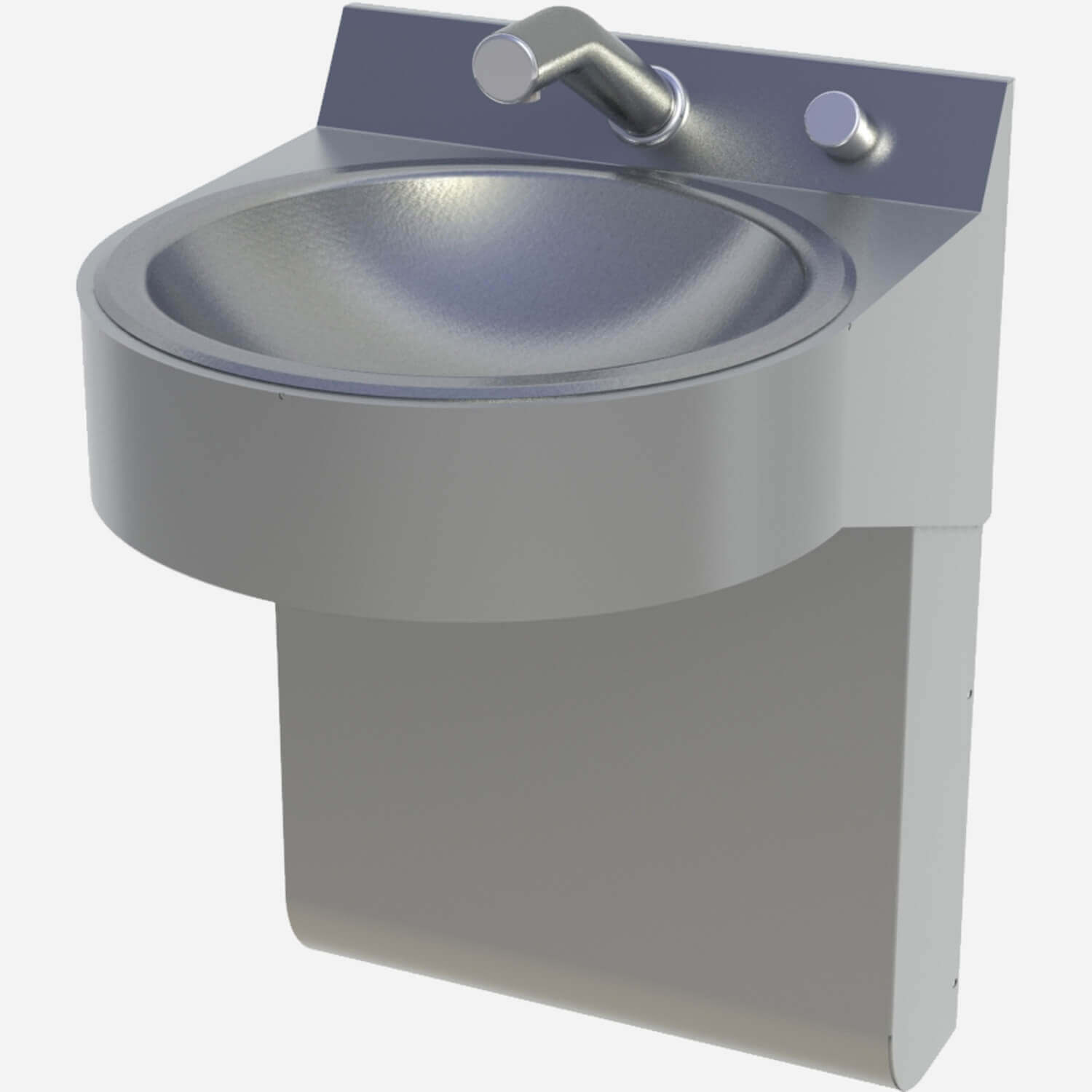 One-Station Stainless Steel Bathroom Countertop with Sink, Curved Front